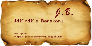 Jónás Barakony névjegykártya